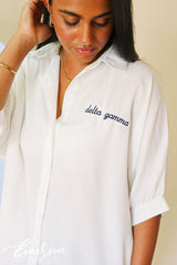 Delta Gamma 3/4 Sleeve Embroidered Top