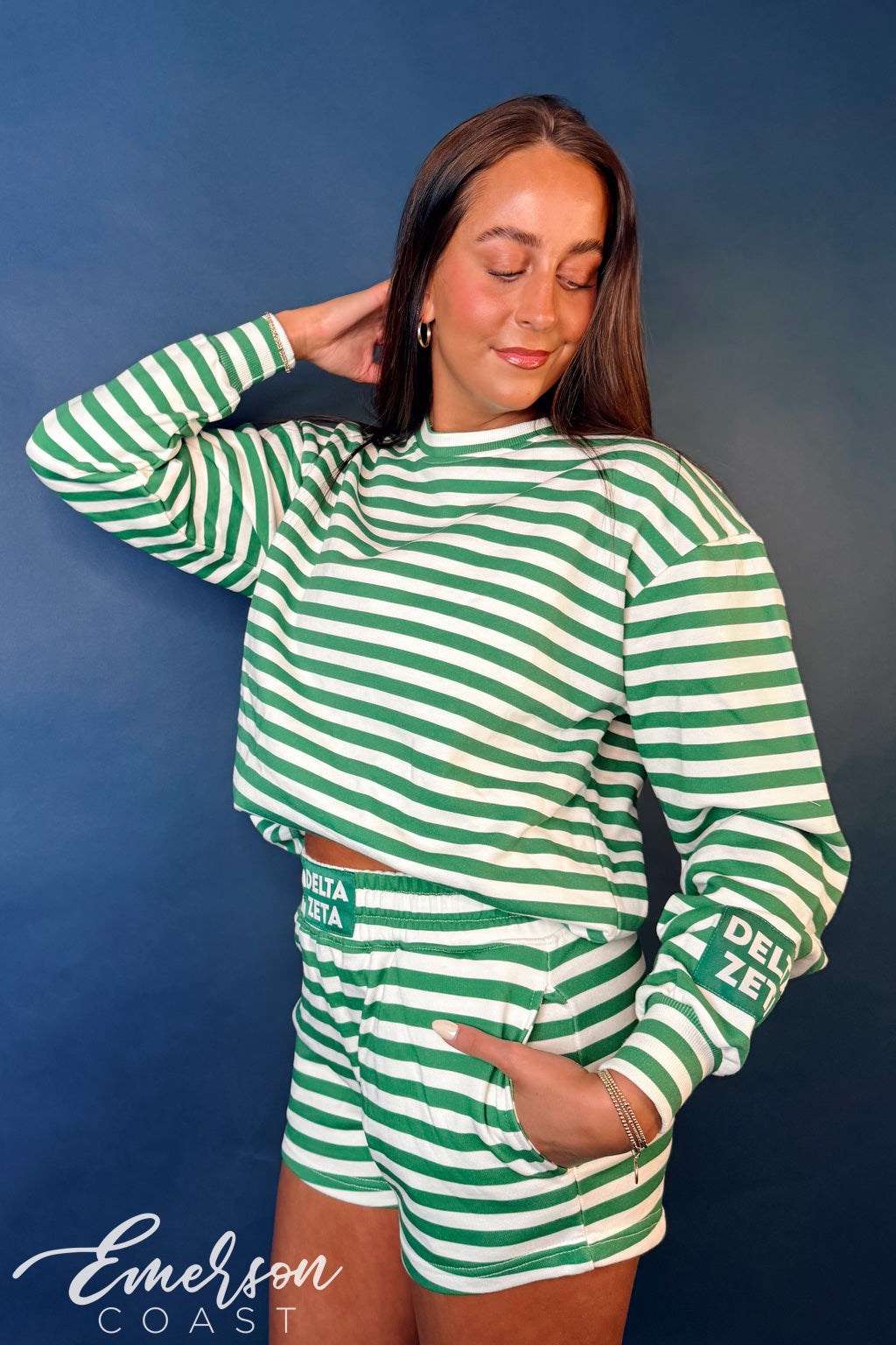 Delta Zeta Green Striped Patch Set