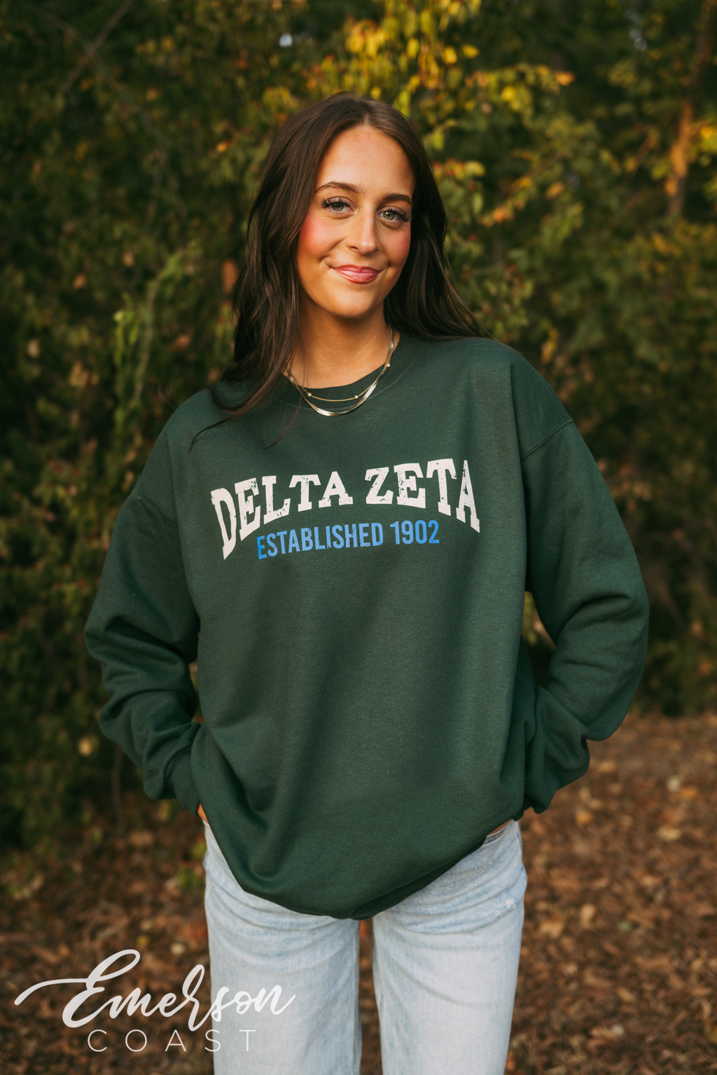 Delta Zeta Vintage Hunter Green Crewneck