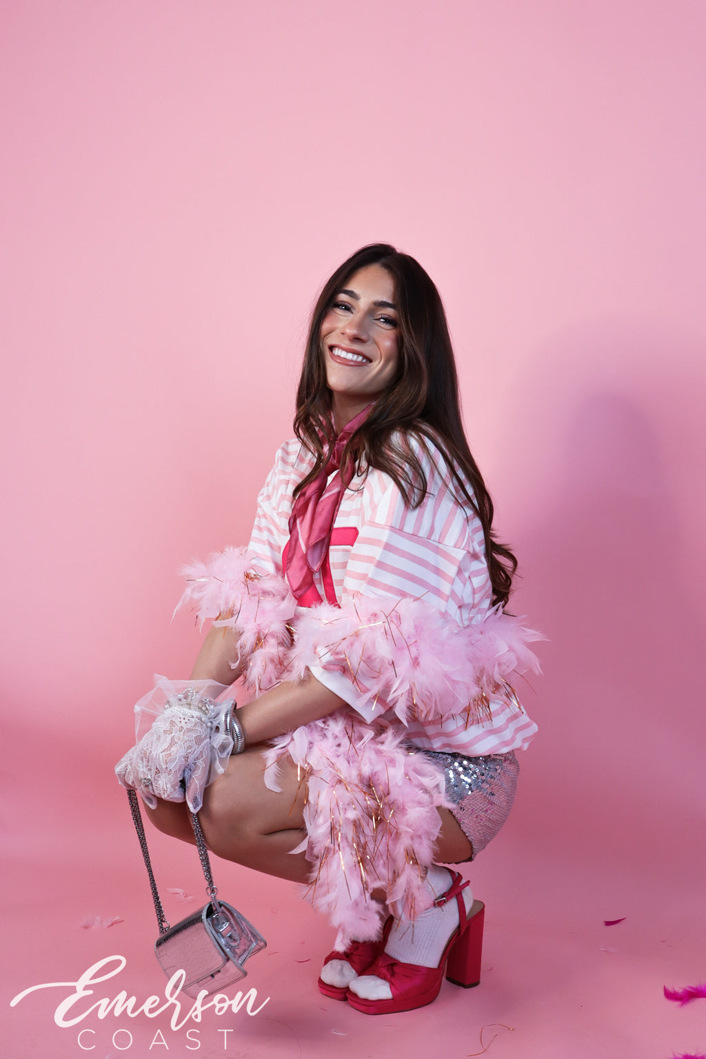 Delta Gamma Pink Striped Letter Jersey