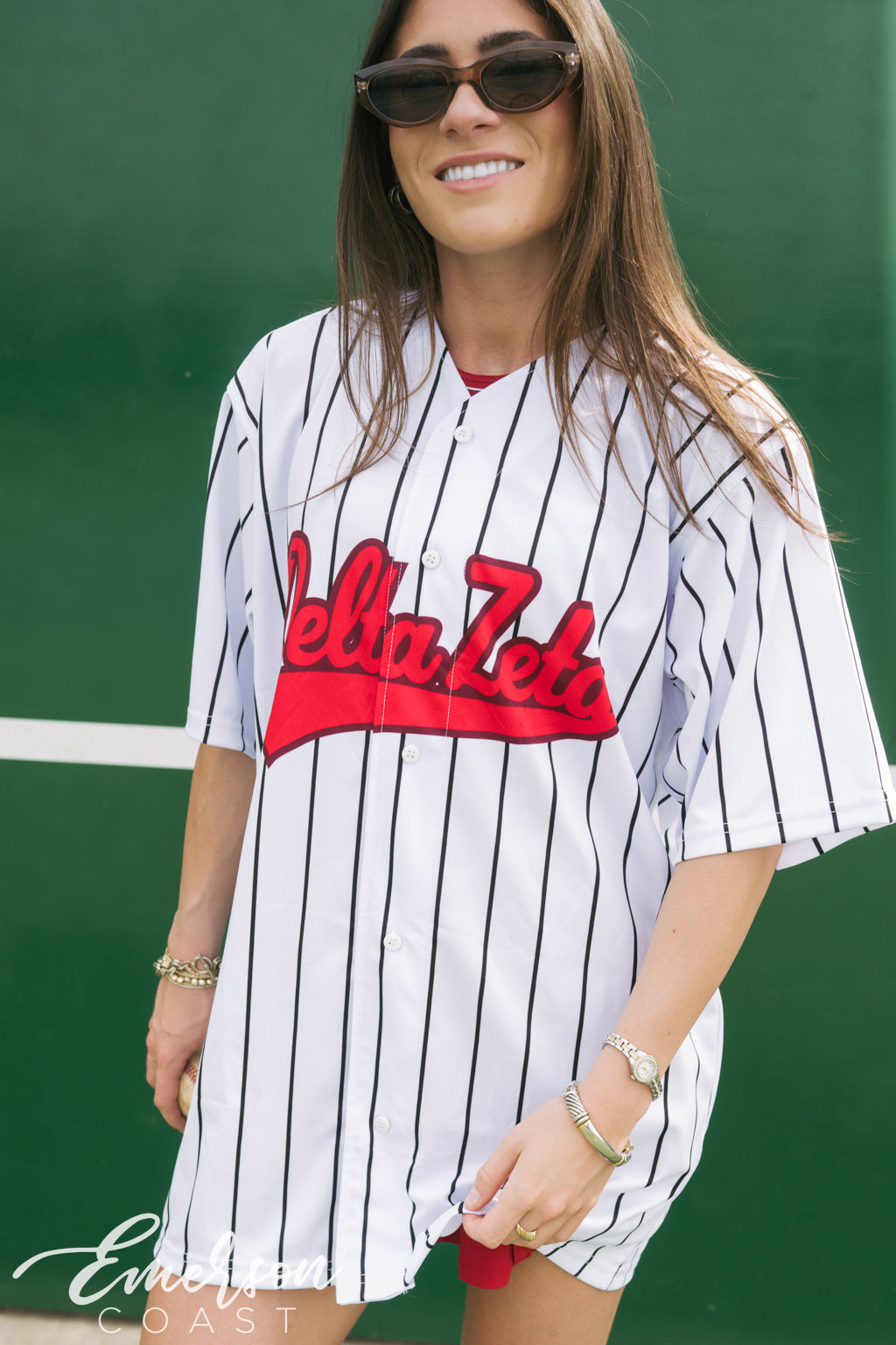 Delta Zeta Pinstripe Baseball Jersey
