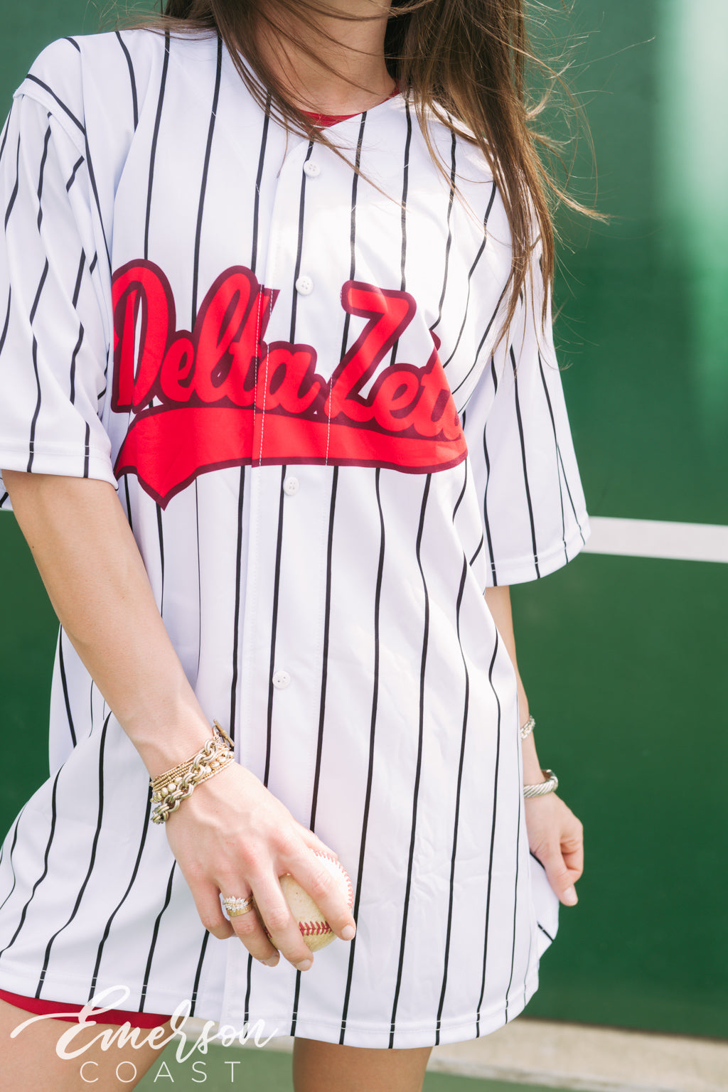 Delta Zeta Pinstripe Baseball Jersey