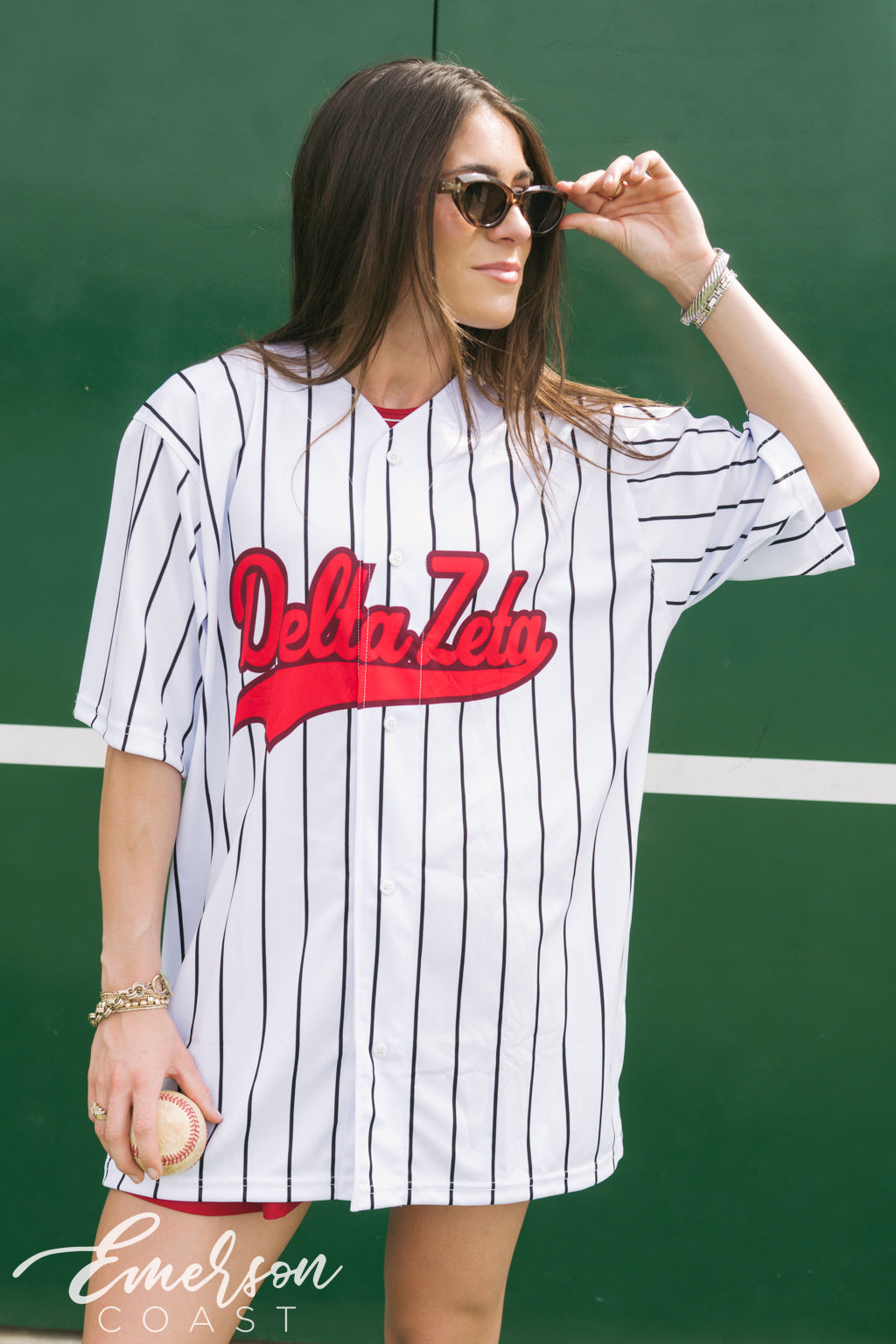 Delta Zeta Pinstripe Baseball Jersey
