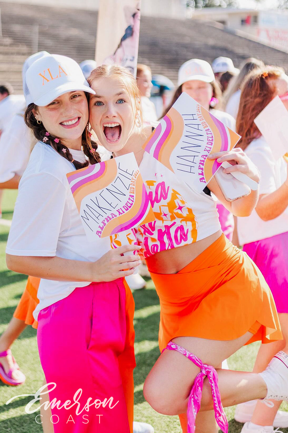 Alpha Xi Delta Pink Orange Disco Bid Day Tee