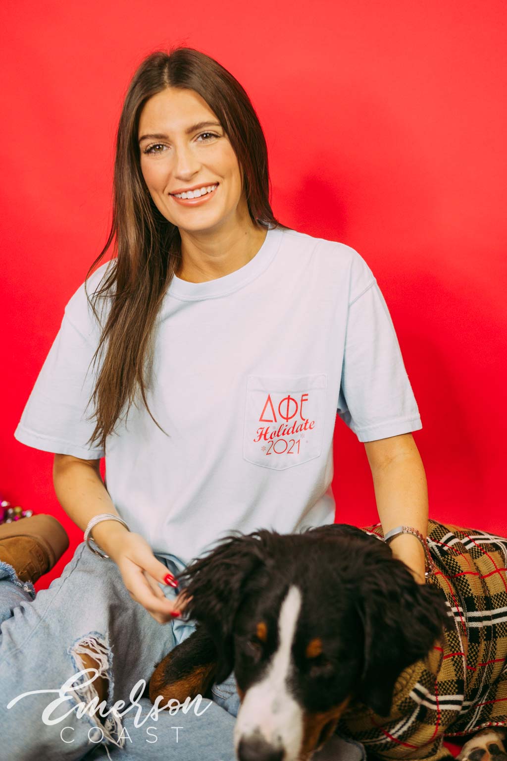Delta Phi Epsilon Holidate Dog Tshirt