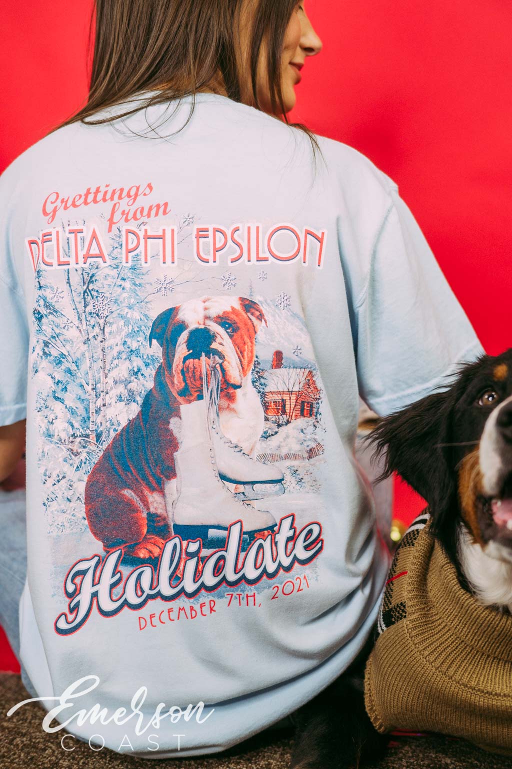 Delta Phi Epsilon Holidate Dog Tshirt