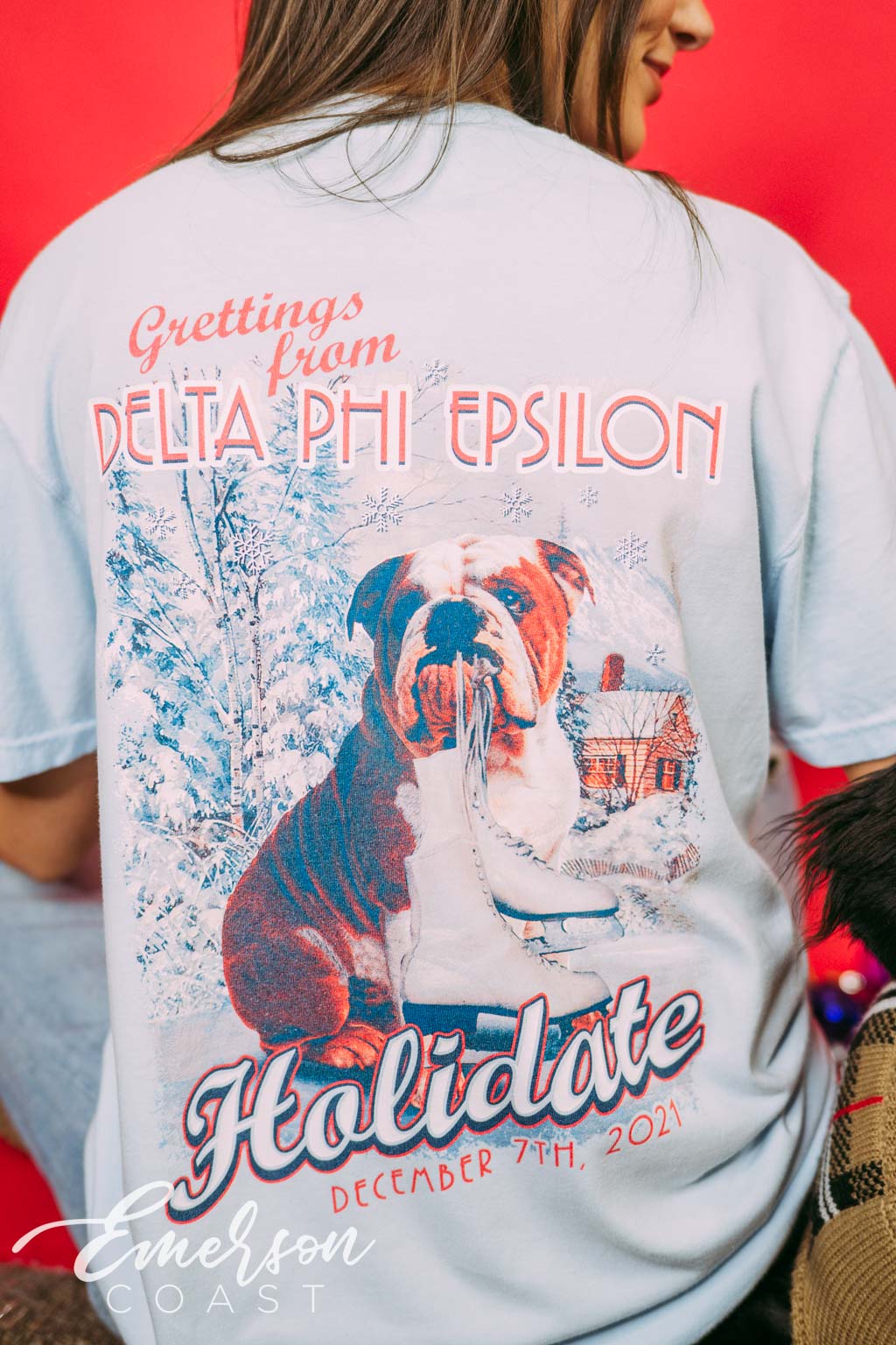 Delta Phi Epsilon Holidate Dog Tshirt
