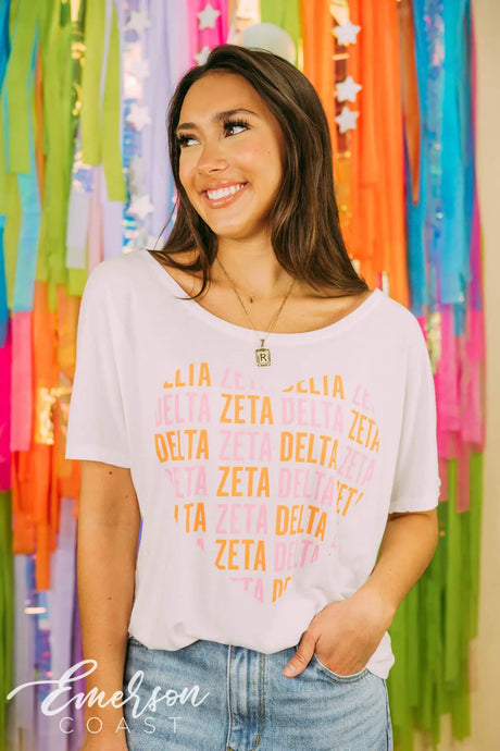Delta Zeta Repeating Heart Tee