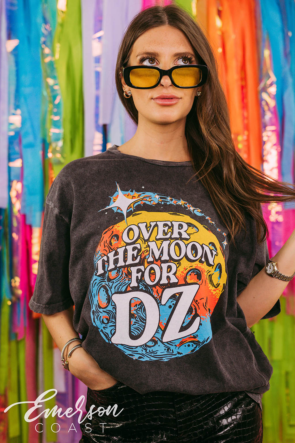 Delta Zeta Over the Moon Bid Day Mineral Wash Tee