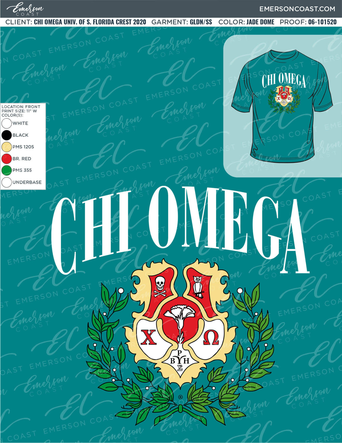 06-101520 Chi Omega University of South Florida Crest 2020
