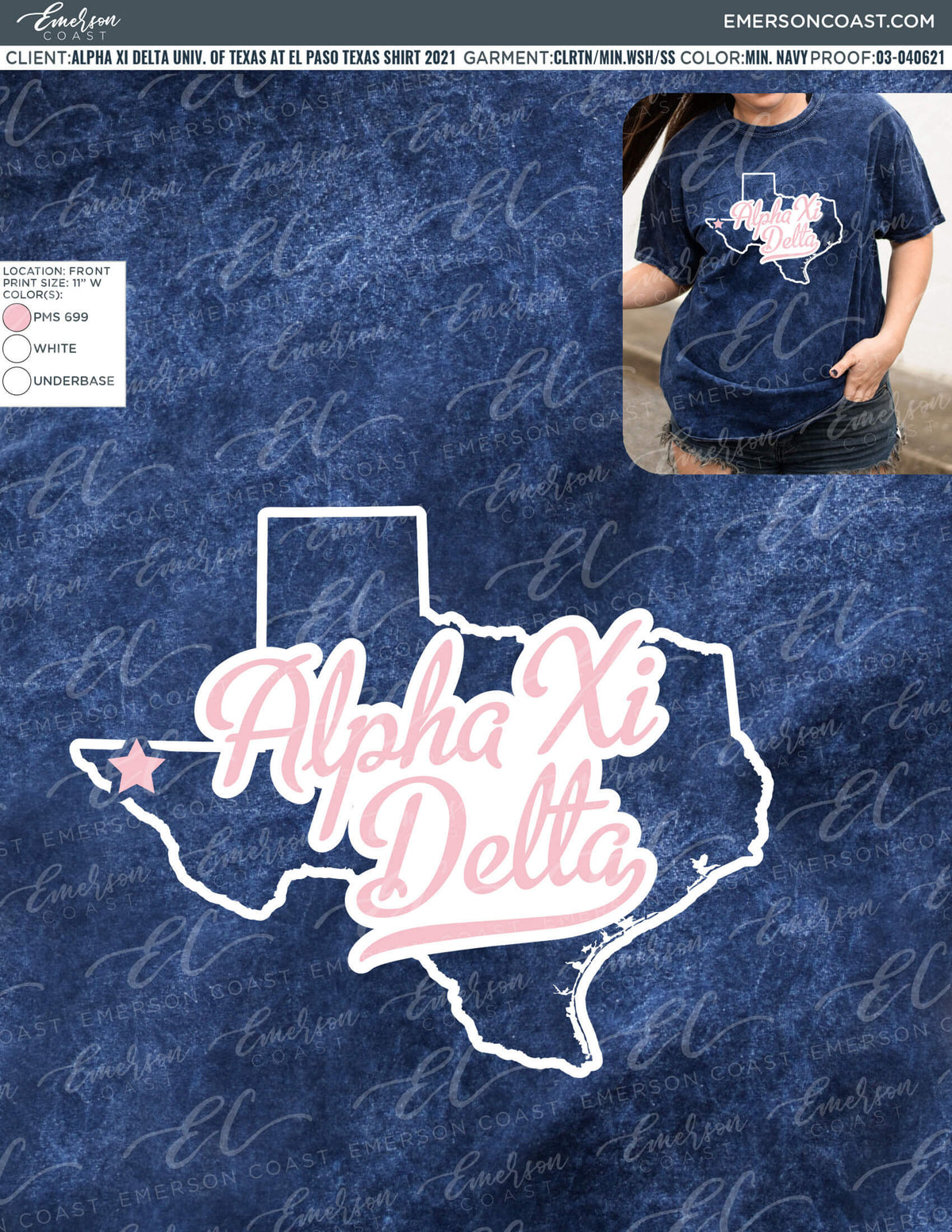 03-040621 Alpha Xi Delta University of Texas at El Paso Texas Shirt 2021