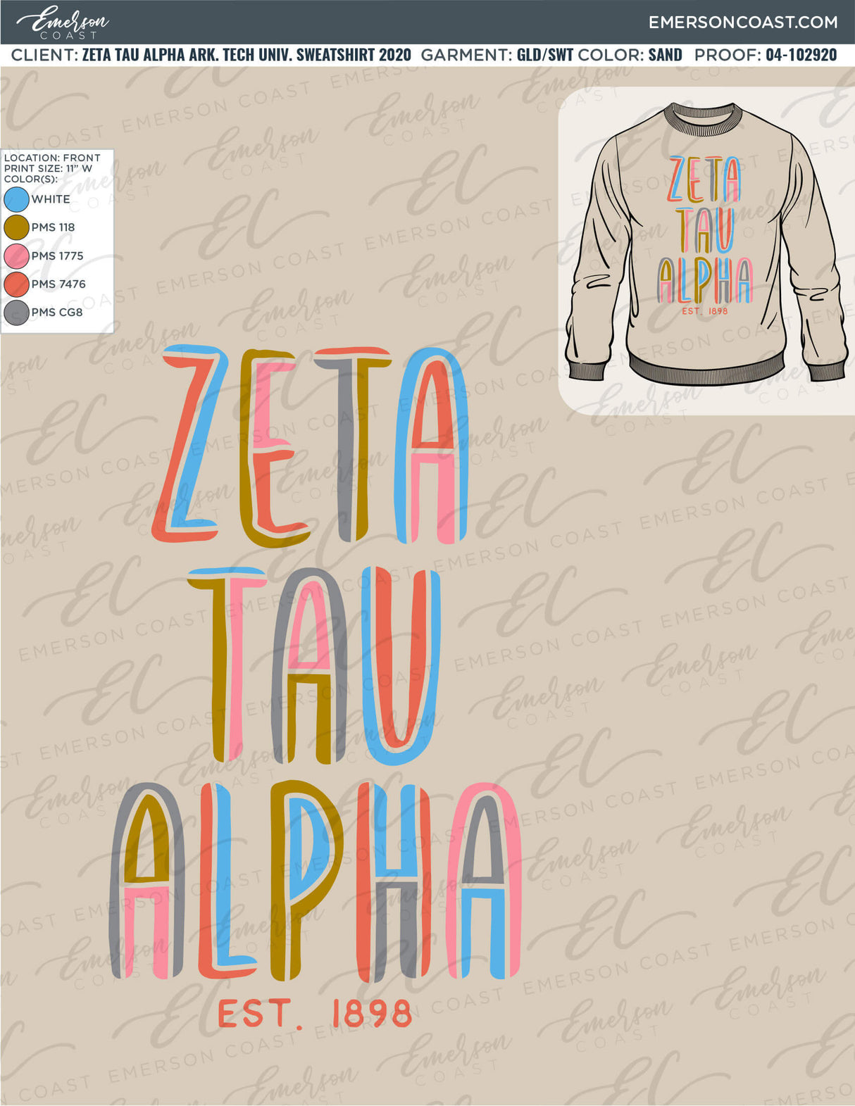 04-102920 Zeta Tau Alpha Arkansas Tech University Sweatshirt 2020