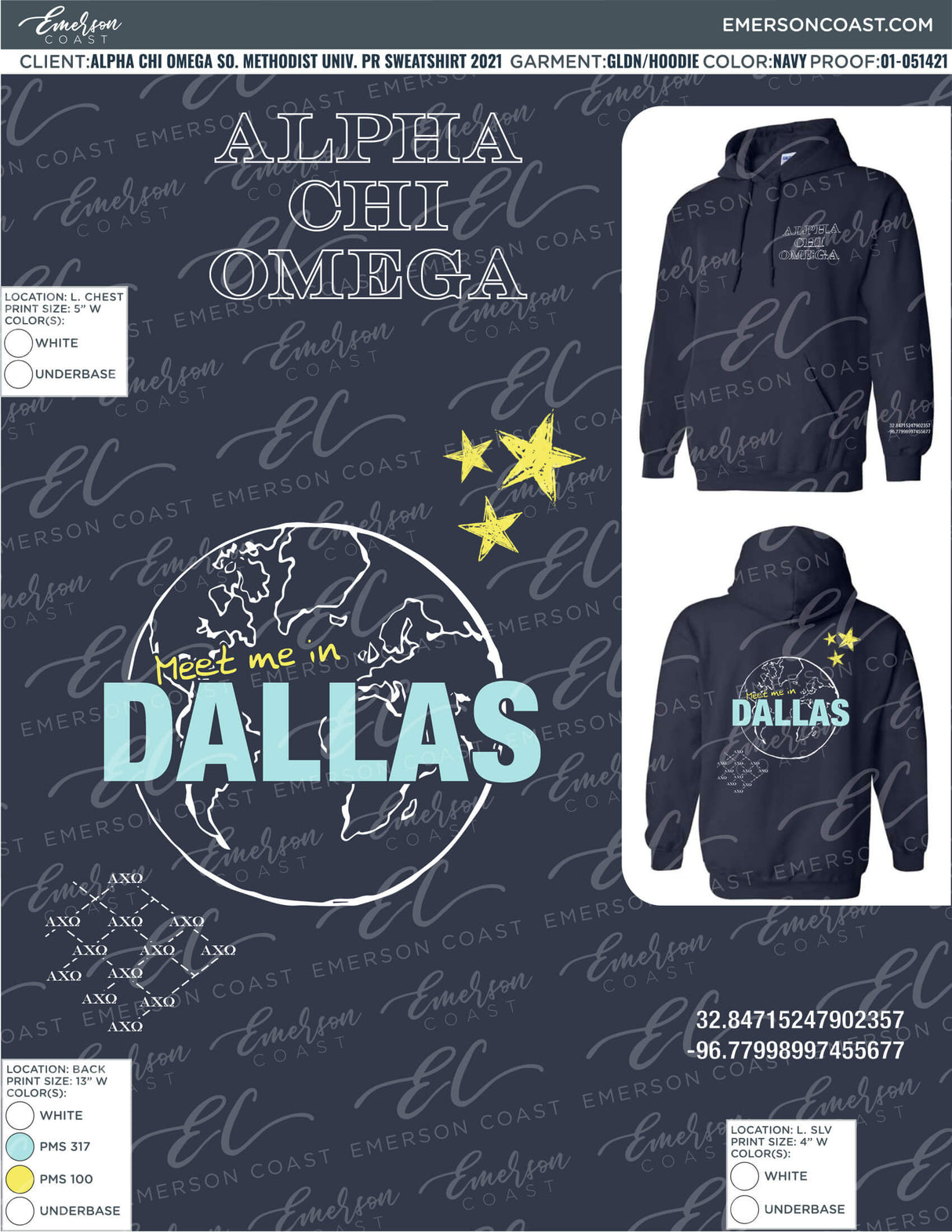 01-051421 Alpha Chi Omega Southern Methodist University PR Sweatshirt 2021