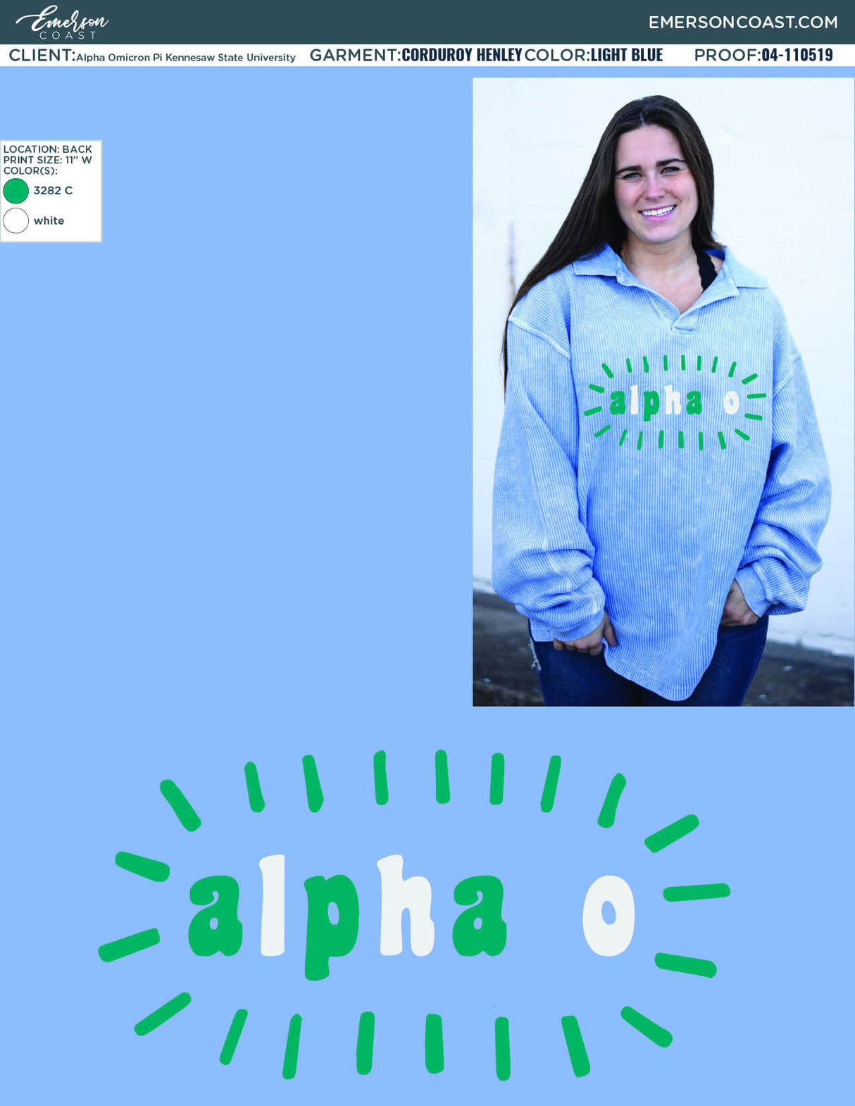 04-110519 Alpha Omicron Pi Kennesaw State University Corduroy Henley CLASSIC 2019-01