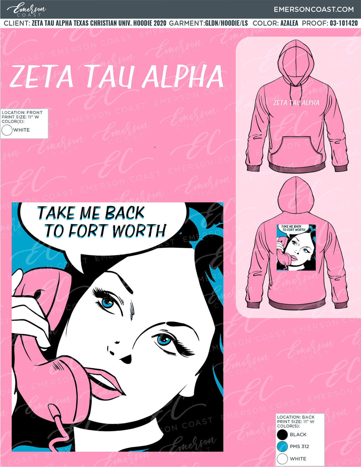 03-101420 Zeta Tau Alpha Texas Christian University Hoodie 2020