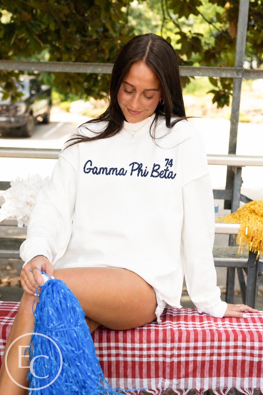 Gamma Phi Beta White Reversible Mockneck