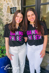 Gamma Phi Beta Sisterhood Round Black Notch Tee