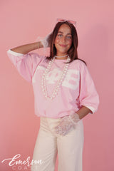 Gamma Phi Beta Light Pink Letter Jersey