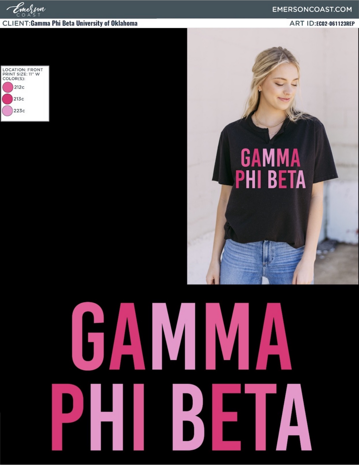 Gamma Phi Beta Sisterhood Round Black Notch Tee