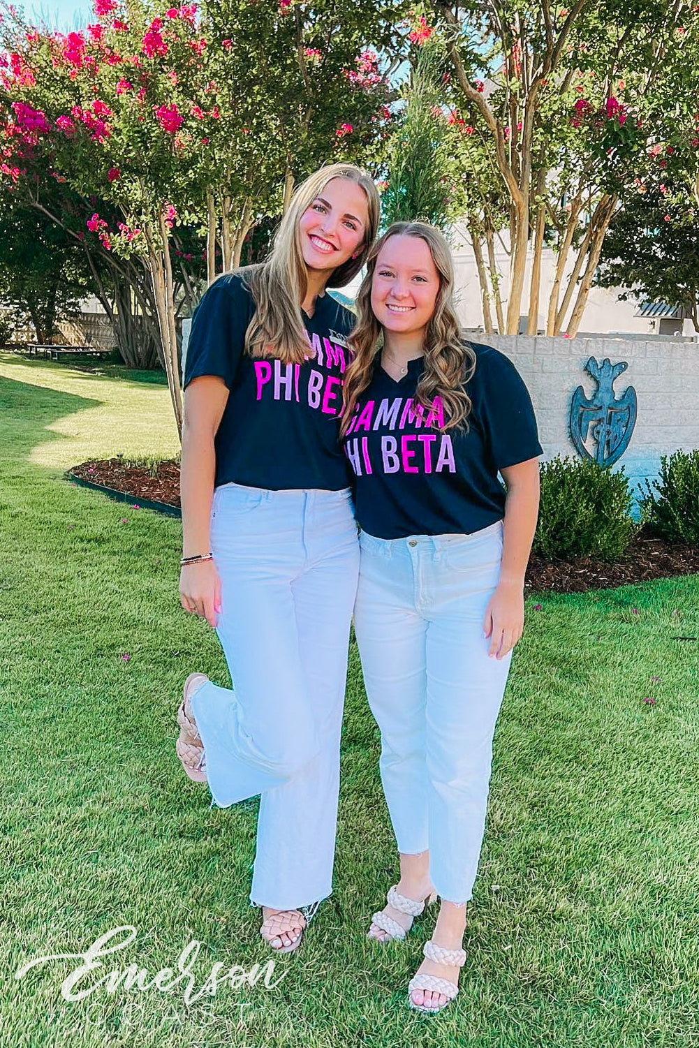 Gamma Phi Beta Sisterhood Round Black Notch Tee