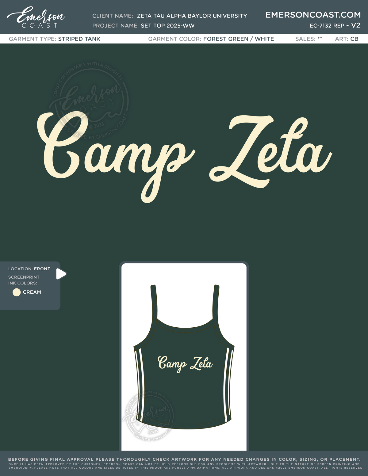 EC-7132 REP Zeta Taua Alpha Baylor University Set Top 2025-WW