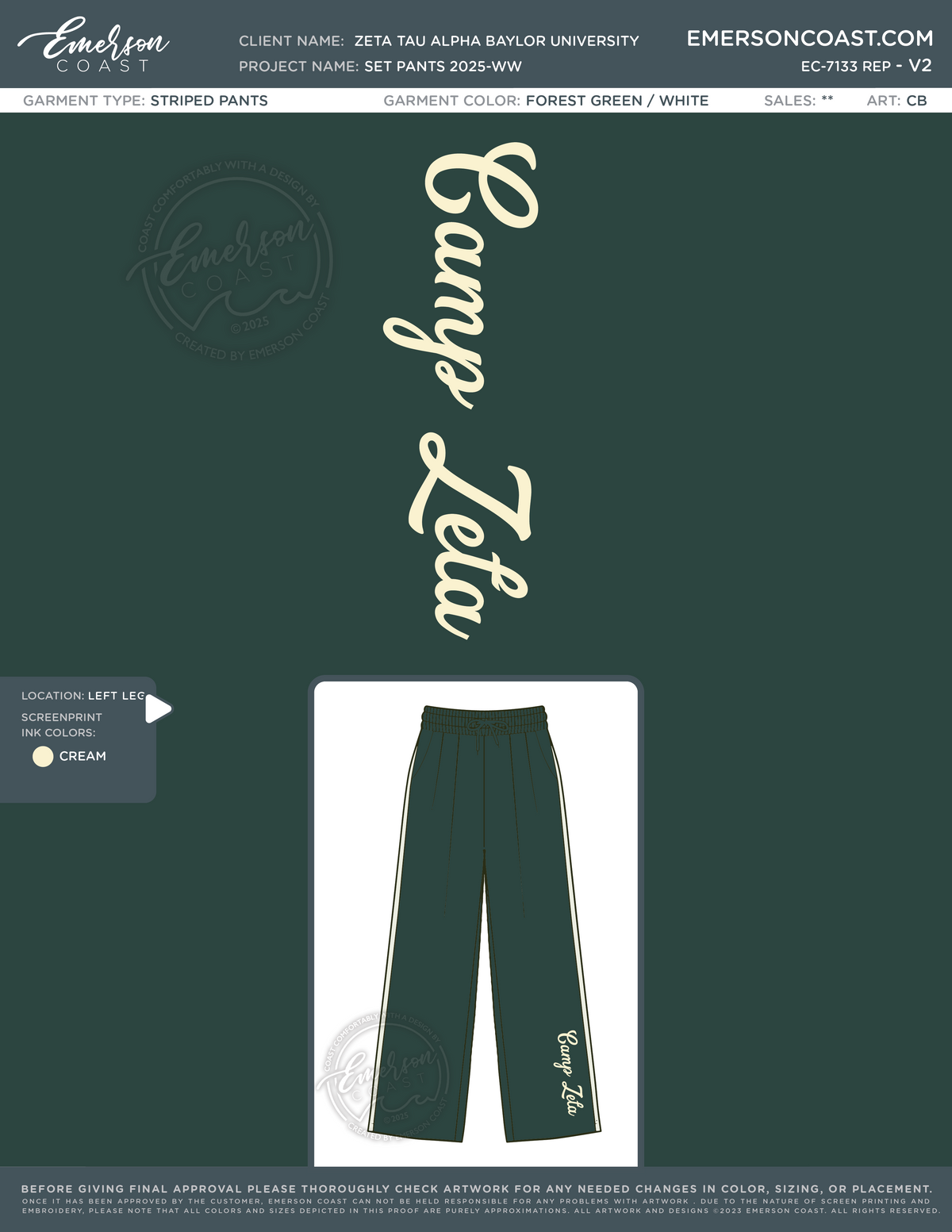 EC-7132 REP Zeta Taua Alpha Baylor University Set Top 2025-WW