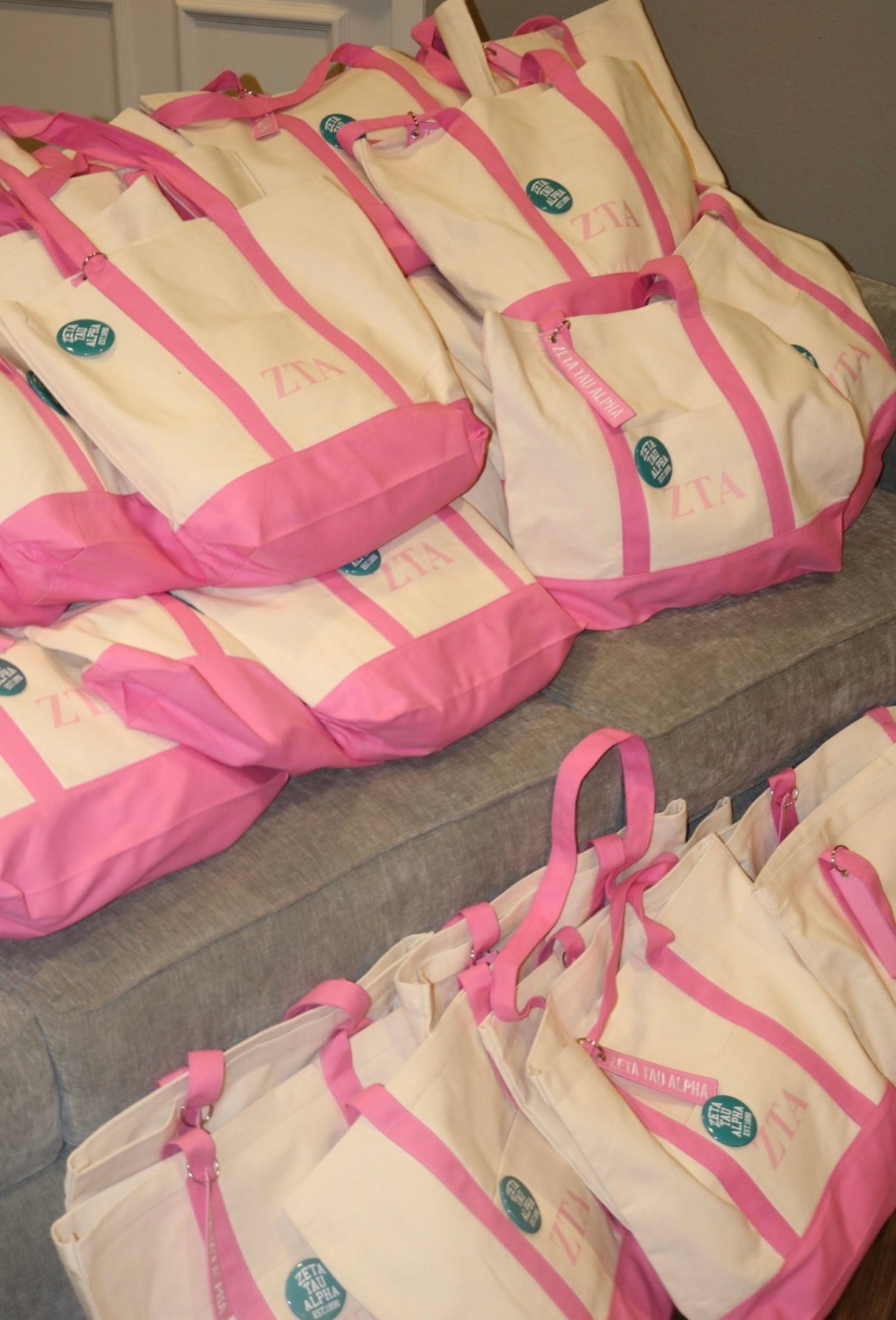 Zeta Tau Alpha Pink Printed Bid Day Tote Bag