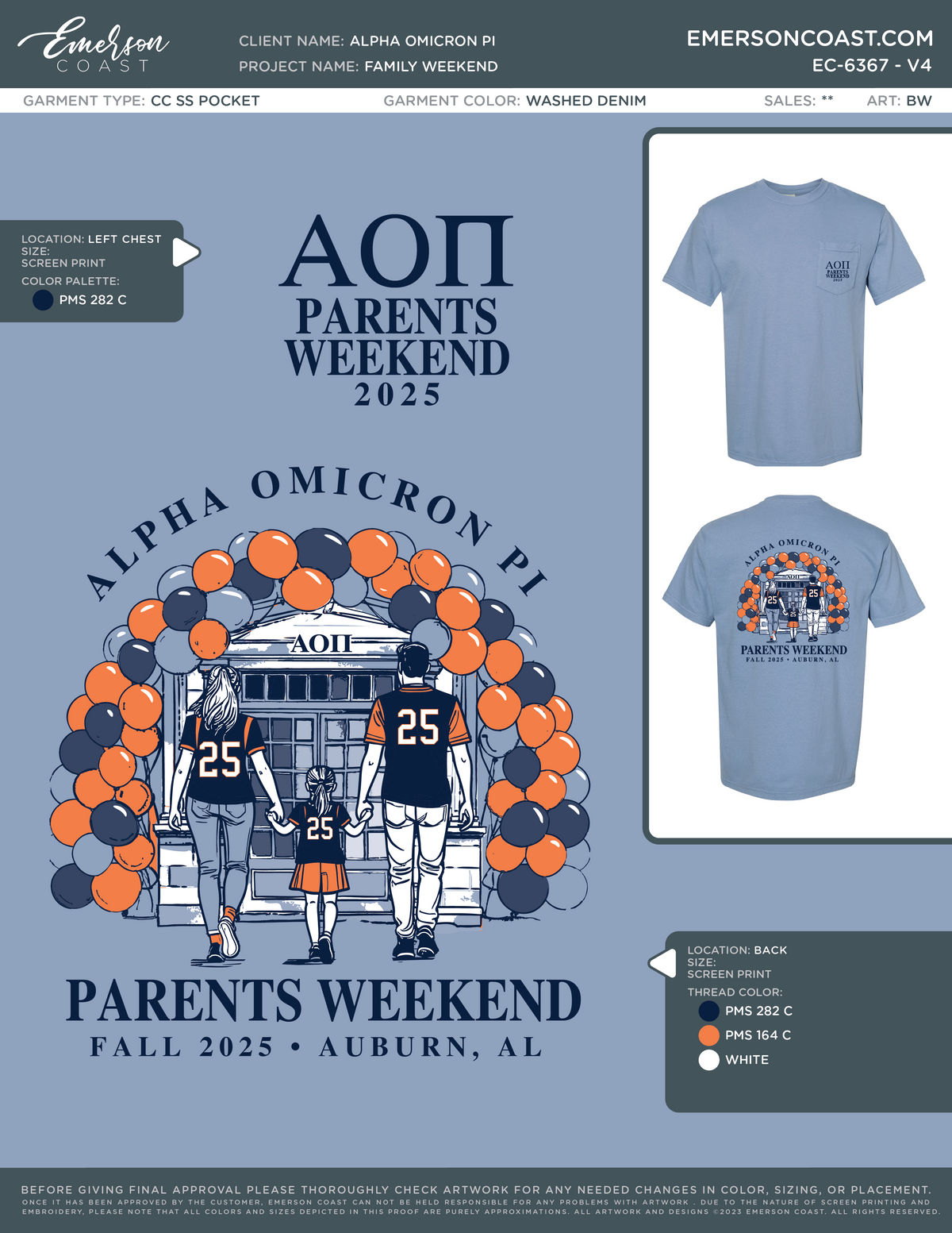EC-6367 NEW Alpha Omicron Pi Auburn University Family Weekend 2025-FW
