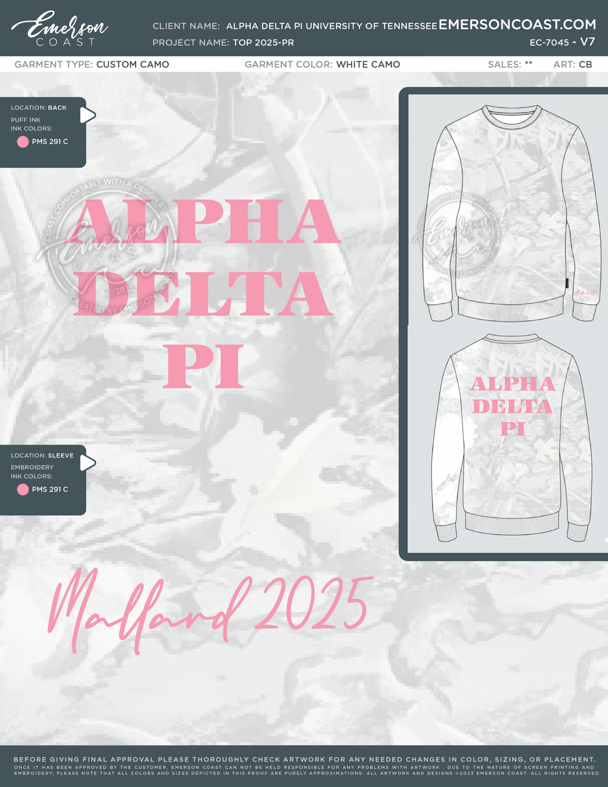 EC-7045 Alpha Delta Pi University of Tennessee Knoxville Set 2025-PR