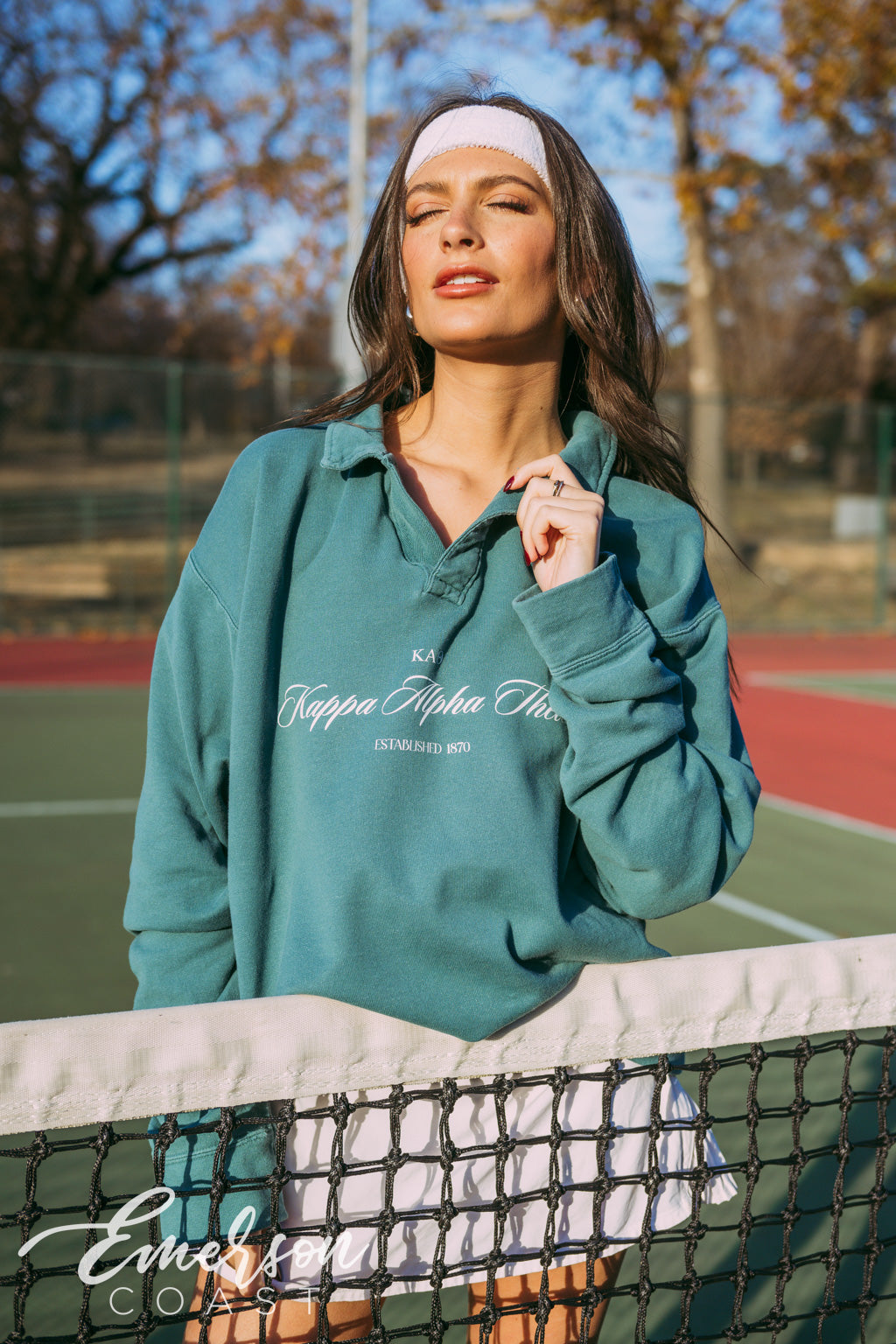 Kappa Alpha Theta Emerald Oversized Collared Crew