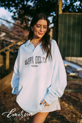 Kappa Delta Ice Blue Oversized Collared Crew
