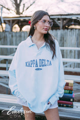 Kappa Delta Ice Blue Oversized Collared Crew