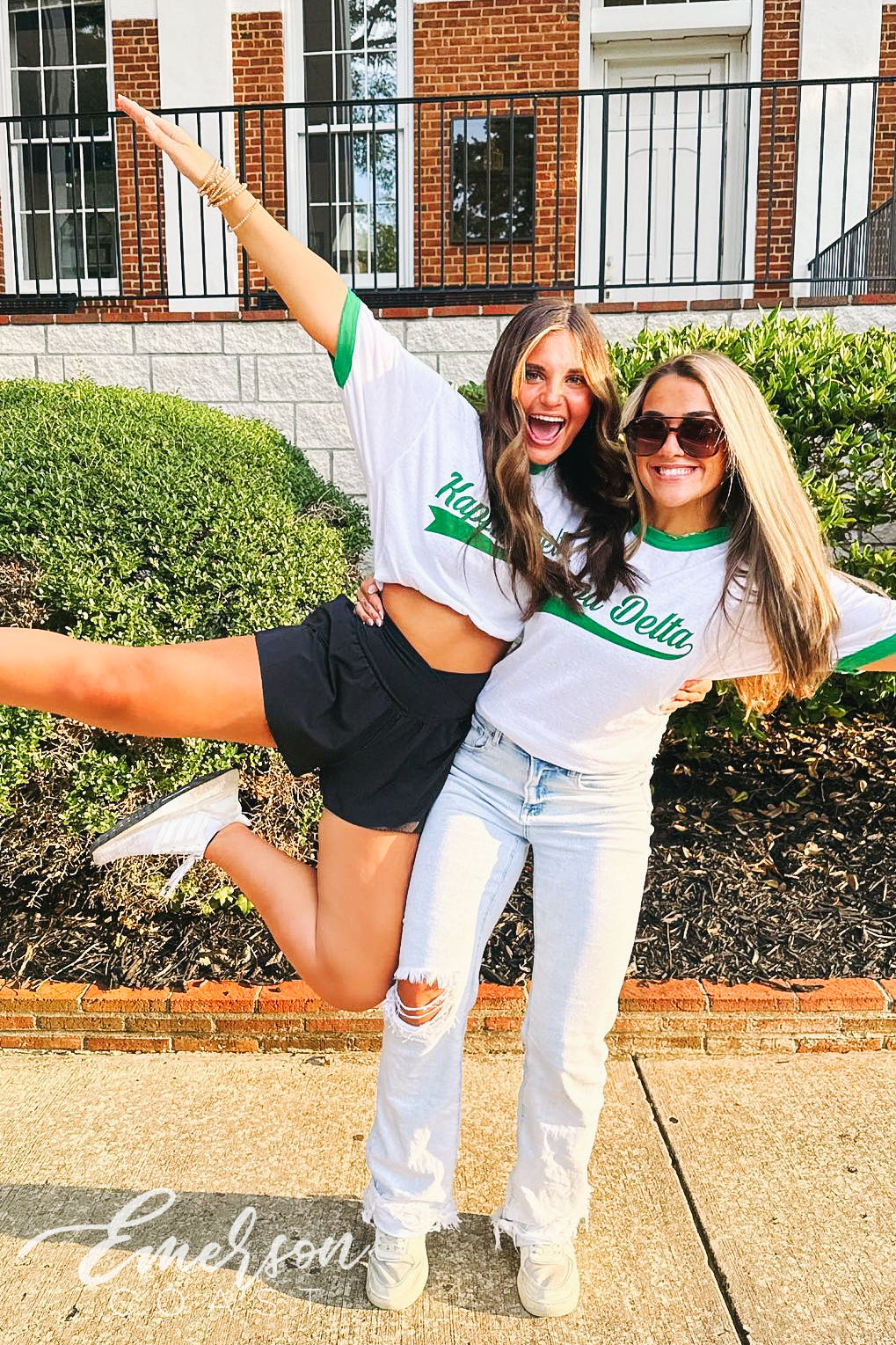 Kappa Delta Green and White Ringer Tee