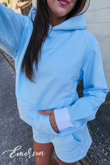Kappa Light Blue Minimalist Embroidered Hoodie Set