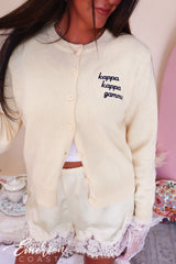 Kappa Kappa Gamma Embroidered Light Yellow Cardigan