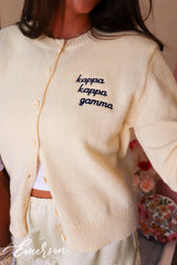 Kappa Kappa Gamma Embroidered Light Yellow Cardigan