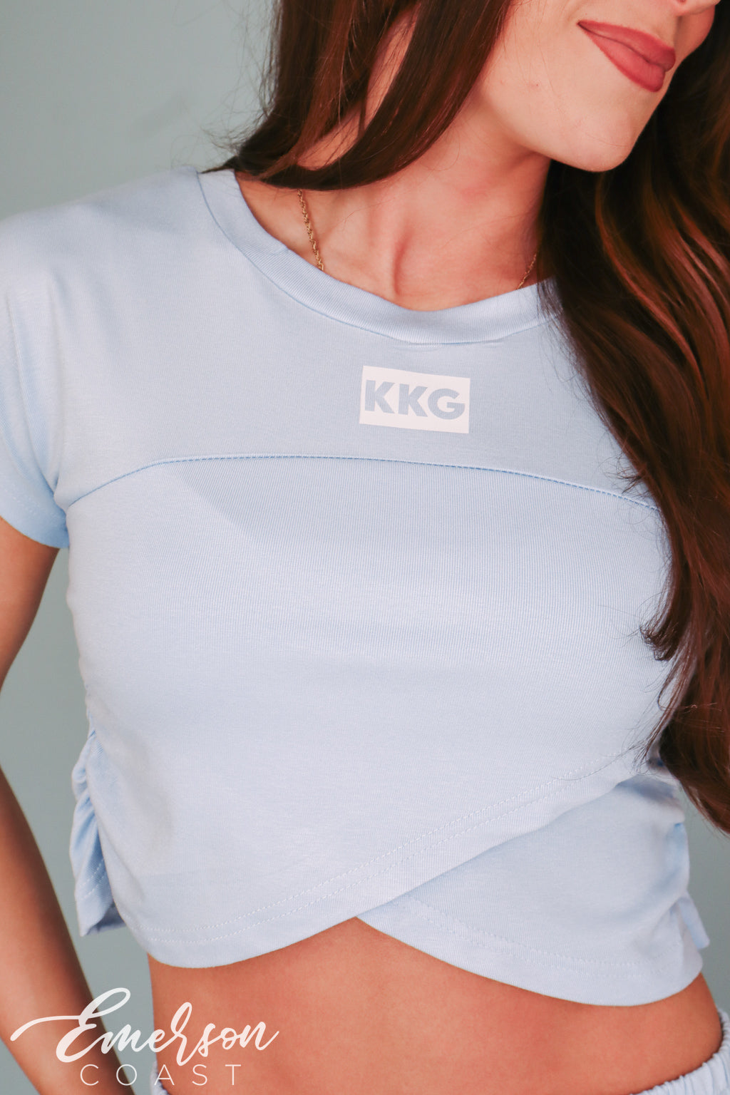 Blue Sorority Crossover Short Sleeve Top & Jogger Set