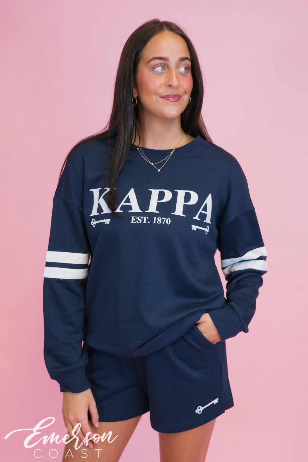 Kappa French Terry Stripe Crewneck and Short Set