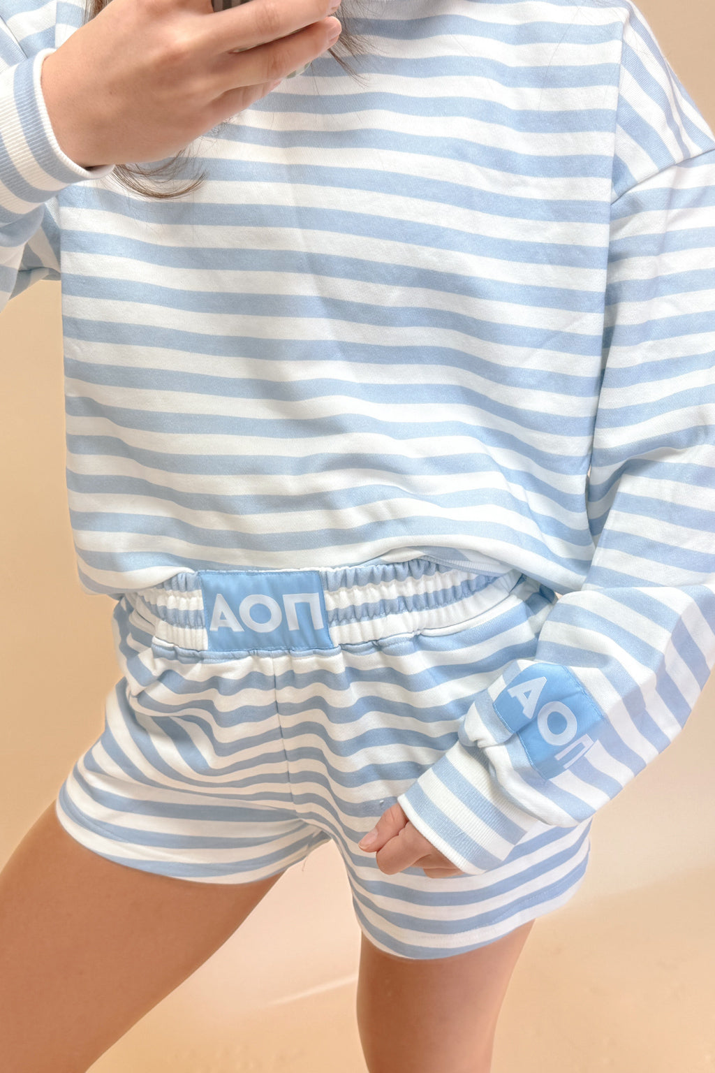 Alpha Omicron Pi Light Blue Striped Patch Set