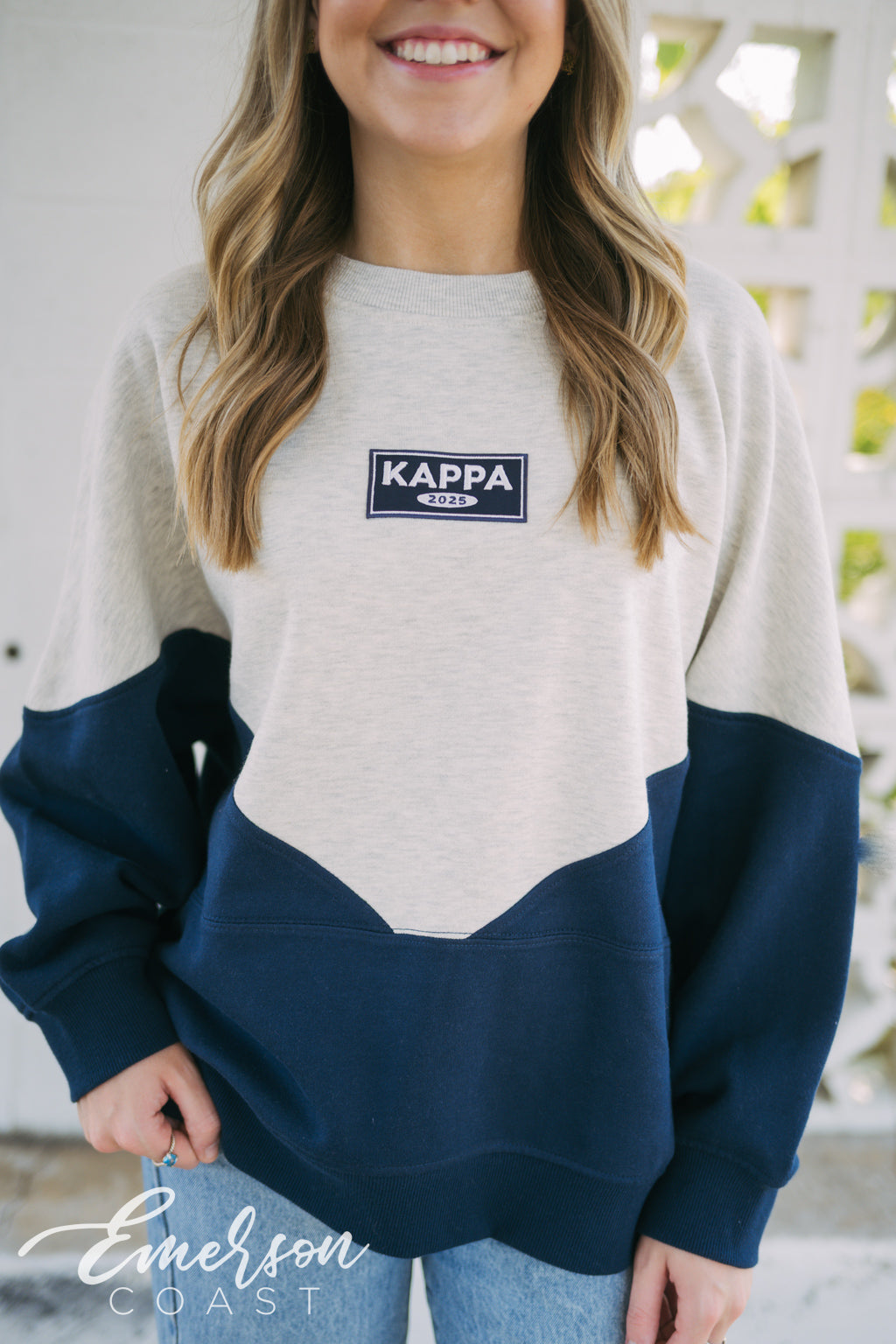 Kappa Embroidered Patch Half and Half Pullover Sweatshirt