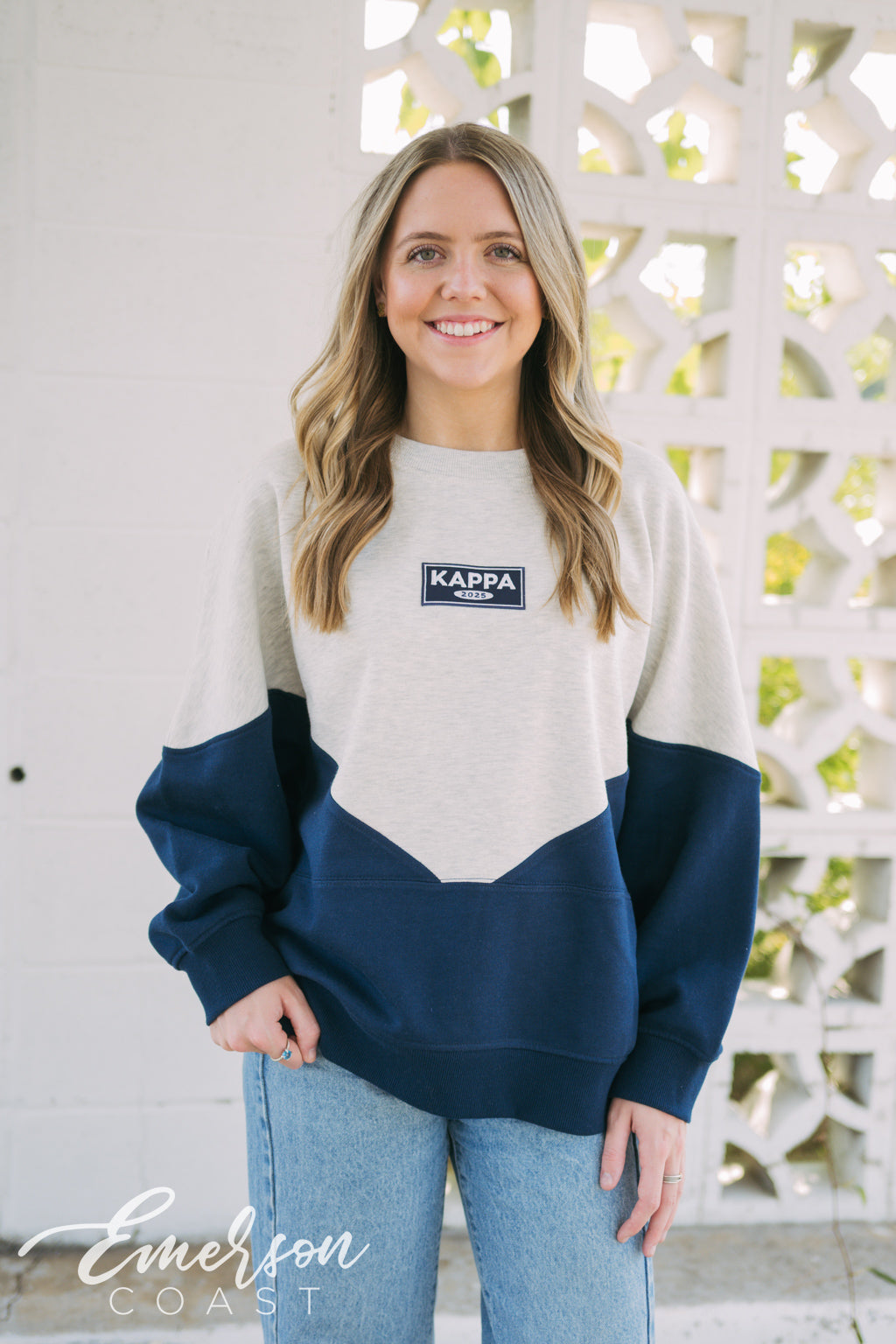 Kappa Embroidered Patch Half and Half Pullover Sweatshirt