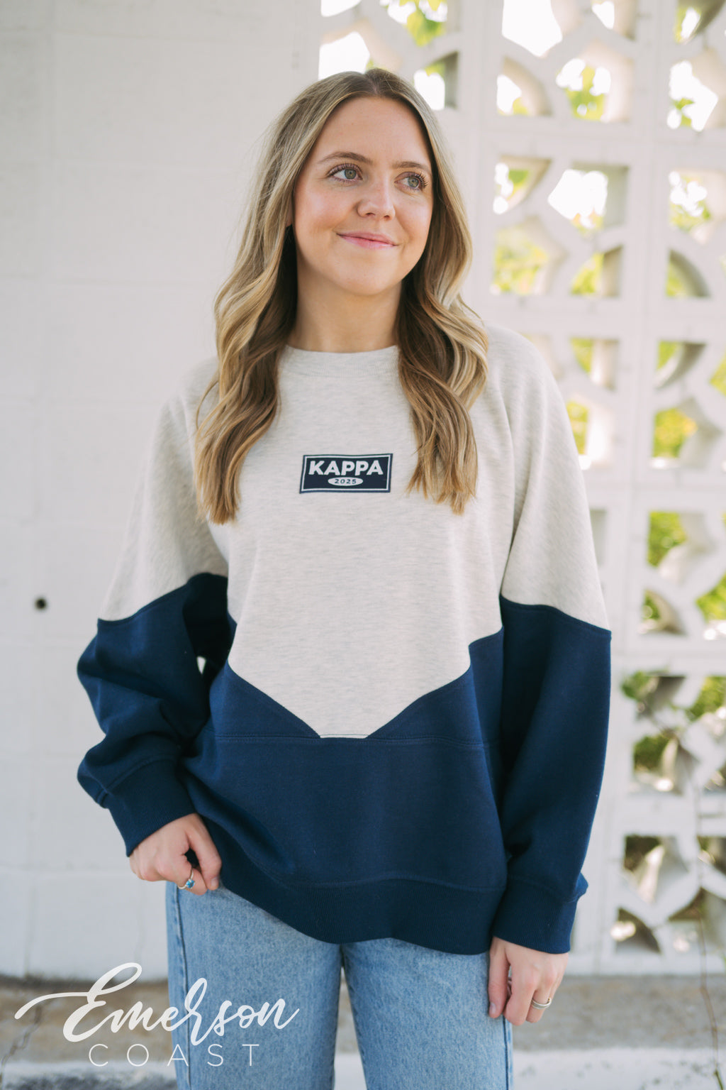 Kappa Embroidered Patch Half and Half Pullover Sweatshirt