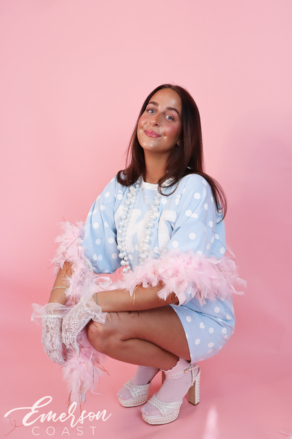 KKG Light Blue Polka Dot Letter Jersey