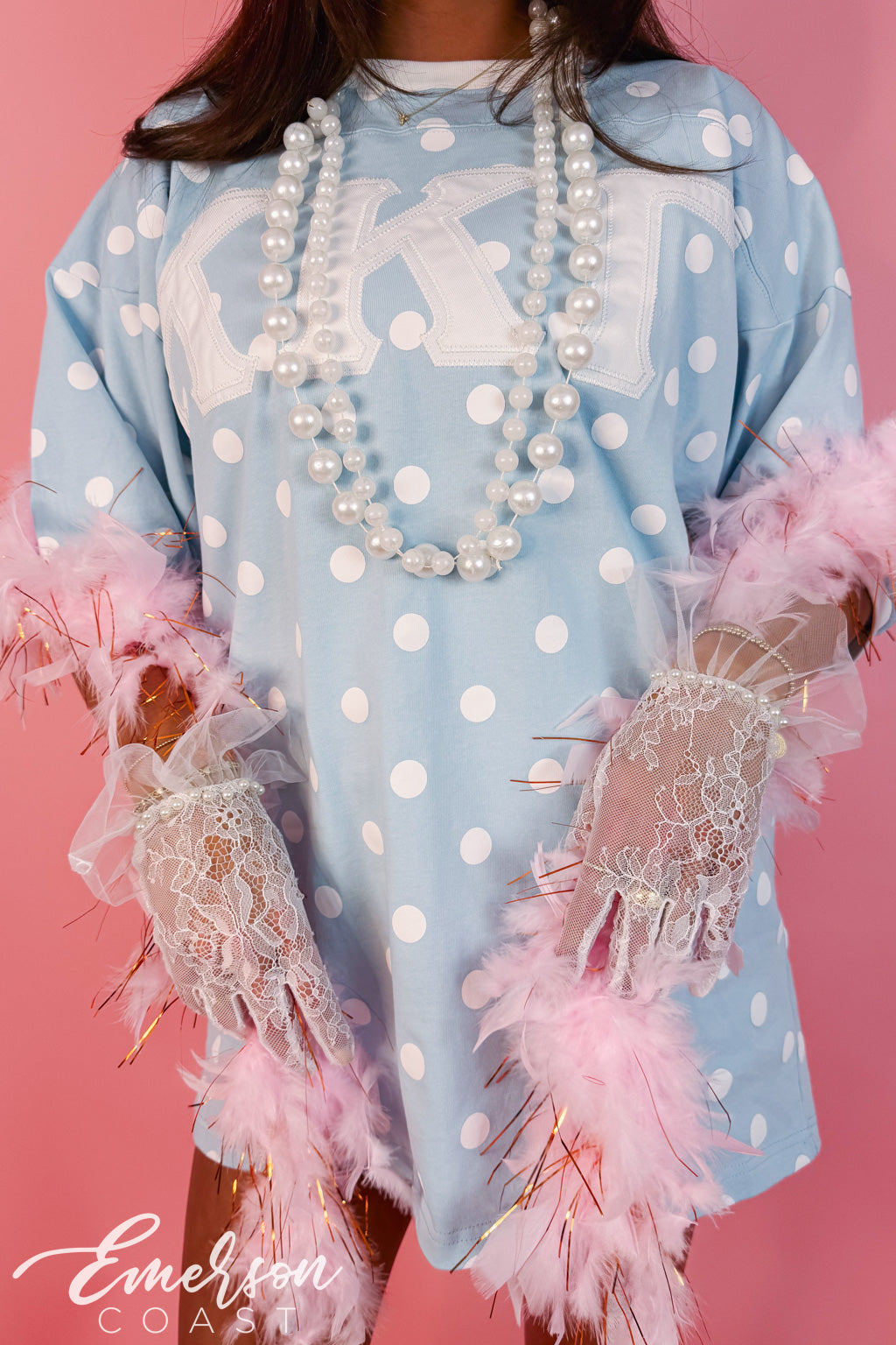 KKG Light Blue Polka Dot Letter Jersey