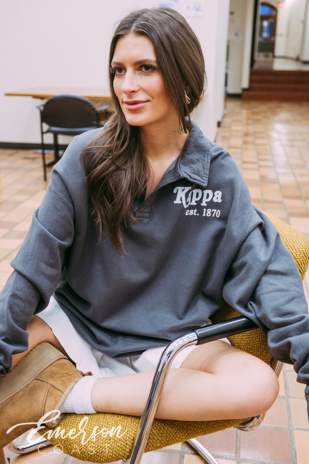 Kappa Cozy Charcoal Collared Crew