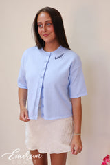 Kappa Light Blue Embroidered Short Sleeve Cardigan