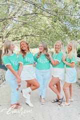 Kaydee Green Heart Colorblock Ringer Tee