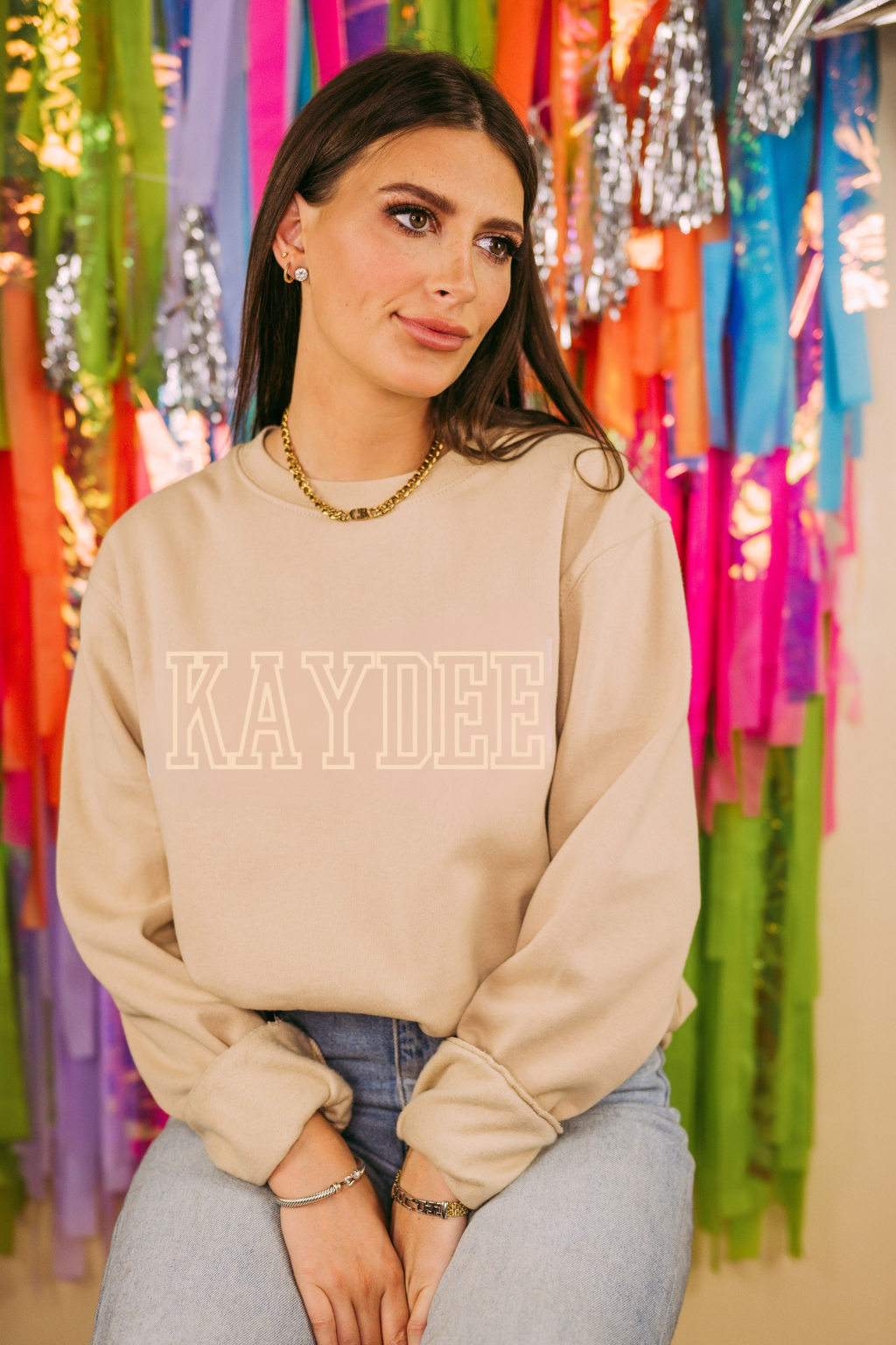 Kappa Delta Simple Tan Outline Crewneck