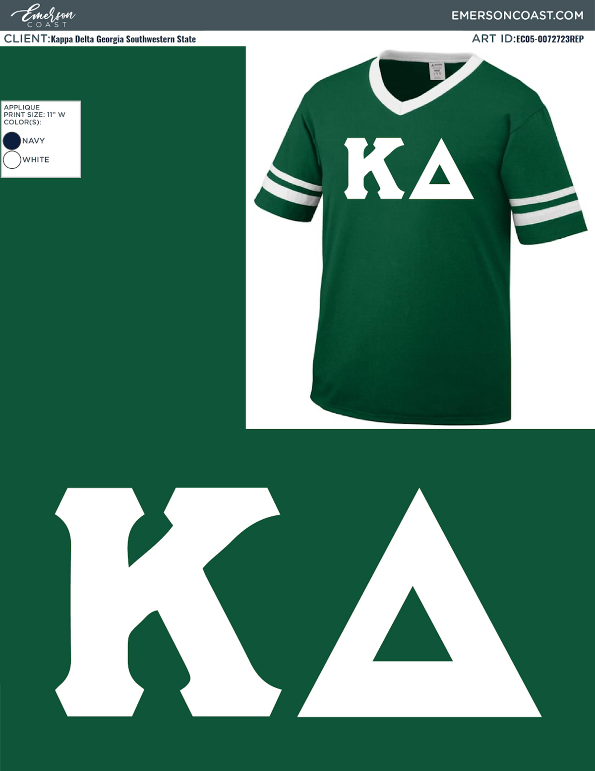 Kappa Delta Kelly Green Stitched Letter Jersey