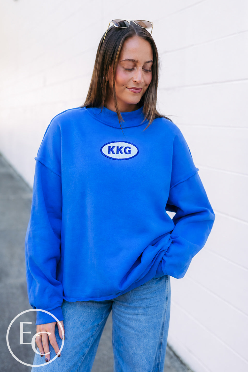 Kappa Kappa Gamma Blue Oval Patch Mockneck